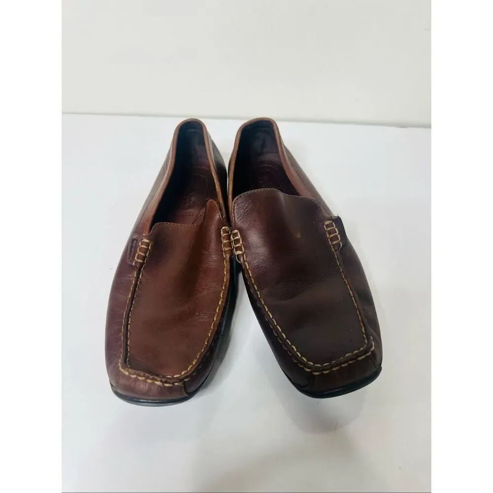 GEOX Respira Brown Leather Men's Slip On Driving Loafers Size 10